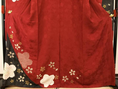 平和屋着物●豪華振袖　駒刺繍　絞り　舞花文　金彩　鈴乃屋扱い　正絹　逸品　AABH0490fy