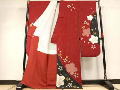 平和屋着物●豪華振袖　駒刺繍　絞り　舞花文　金彩　鈴乃屋扱い　正絹　逸品　AABH0490fy