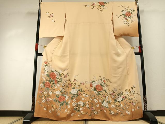 平和屋着物●訪問着　枝花文　暈し染め　正絹　逸品　AABH0491fy