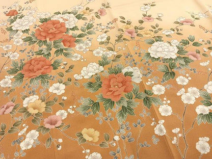 平和屋着物●訪問着　枝花文　暈し染め　正絹　逸品　AABH0491fy