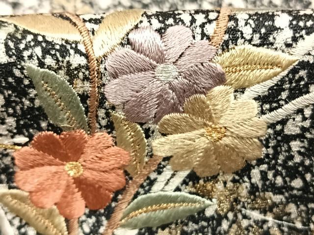 平和屋着物●訪問着　刺繍　草花文　金銀糸　金銀彩　正絹　逸品　AABH0492fy
