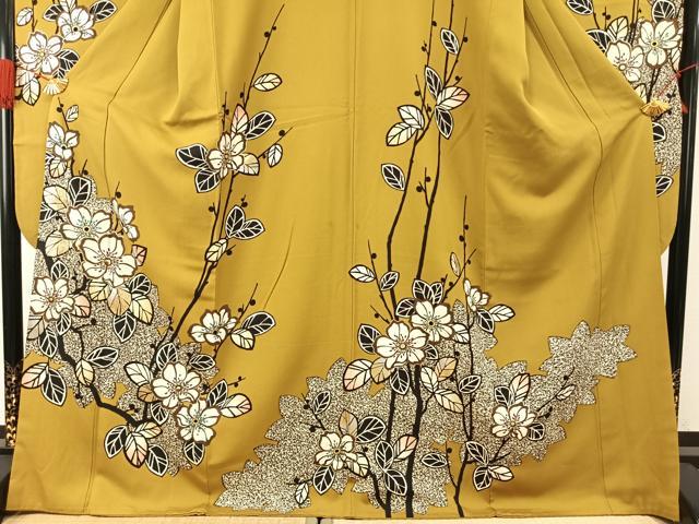 平和屋着物●豪華振袖　枝花文　金銀彩　正絹　逸品　AABH0497fy