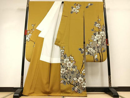 平和屋着物●豪華振袖　枝花文　金銀彩　正絹　逸品　AABH0497fy