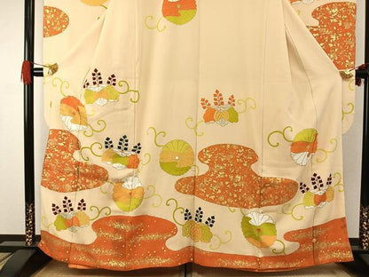 平和屋着物●銀座　志ま亀　振袖　花唐草文　金彩　たとう紙付き　正絹　逸品　AABH0498fy