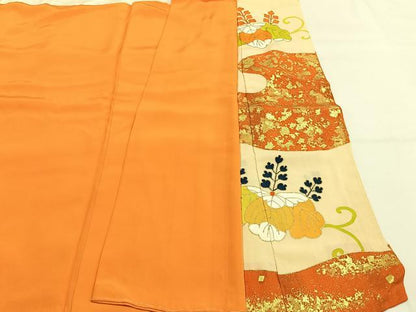 平和屋着物●銀座　志ま亀　振袖　花唐草文　金彩　たとう紙付き　正絹　逸品　AABH0498fy