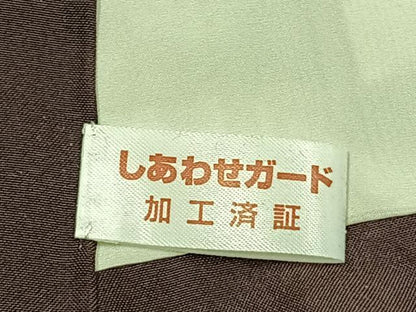 平和屋着物●上質な紬　色無地　煤色　正絹　逸品　AABH0500fy
