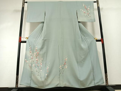 平和屋着物●訪問着　友禅　枝花文　暈し染め　正絹　逸品　AABH0501fy