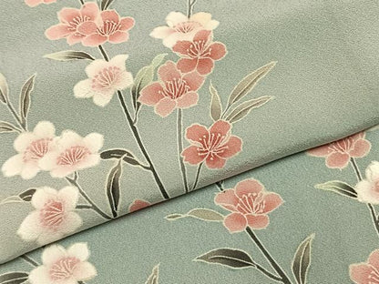 平和屋着物●訪問着　友禅　枝花文　暈し染め　正絹　逸品　AABH0501fy
