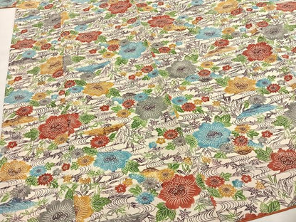 平和屋着物●上質な小紋　型染め　草花文　正絹　逸品　AABH0503fy
