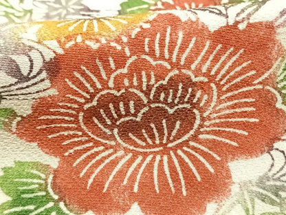 平和屋着物●上質な小紋　型染め　草花文　正絹　逸品　AABH0503fy