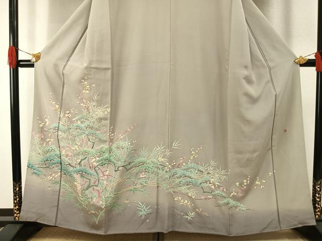 平和屋着物●本加賀友禅作家　山名田明生　色留袖　松竹梅　暈し染め　正絹　逸品　AABH0506fy