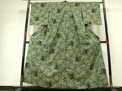 平和屋着物●本場大島紬　一元絣　薔薇　正絹　逸品　AABH0507fy