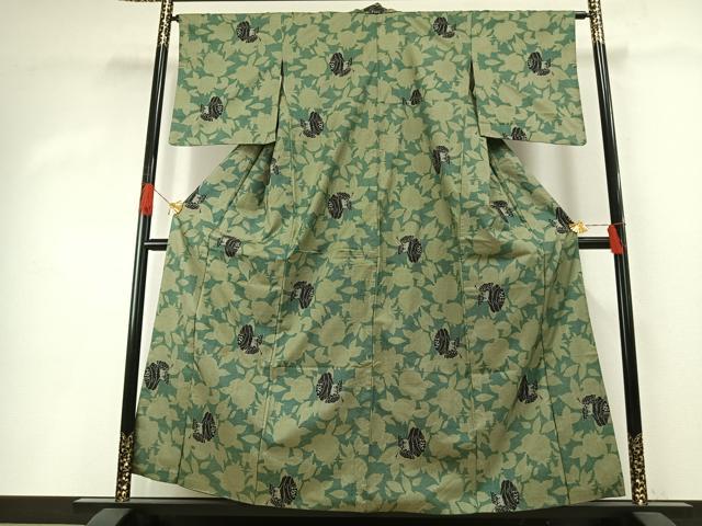 平和屋着物●本場大島紬　一元絣　薔薇　正絹　逸品　AABH0507fy