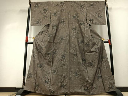 平和屋着物●本場大島紬　カタス9マルキ　枝花文　正絹　逸品　AABH0508fy