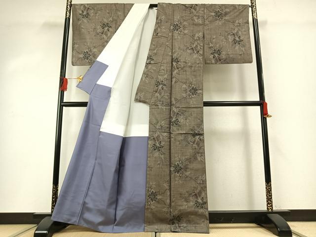 平和屋着物●本場大島紬　カタス9マルキ　枝花文　正絹　逸品　AABH0508fy