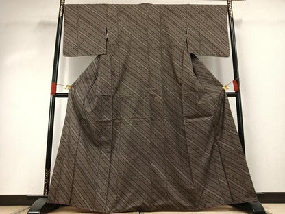 平和屋着物●本場大島紬　一元絣　斜縞　正絹　逸品　AABH0509fy