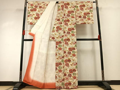 平和屋着物●上質な小紋　紅型　花唐草文　正絹　逸品　AABH0510fy
