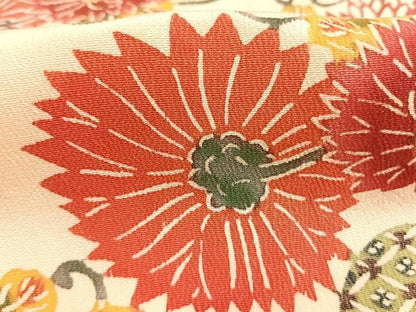 平和屋着物●上質な小紋　紅型　花唐草文　正絹　逸品　AABH0510fy