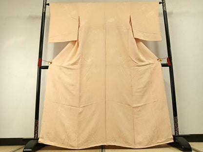 平和屋着物●上質な色無地　草花地紋　肌色　正絹　逸品　AABH0511fy