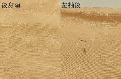 平和屋着物●上質な色無地　草花地紋　肌色　正絹　逸品　AABH0511fy
