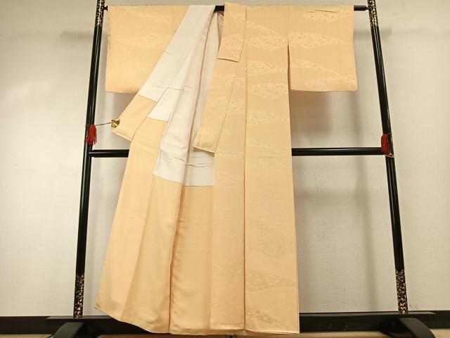 平和屋着物●上質な色無地　草花地紋　蜂蜜色　正絹　逸品　AABH0514fy