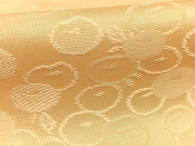 平和屋着物●上質な色無地　草花地紋　蜂蜜色　正絹　逸品　AABH0514fy