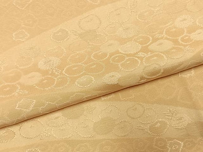 平和屋着物●上質な色無地　草花地紋　蜂蜜色　正絹　逸品　AABH0514fy