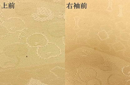 平和屋着物●上質な色無地　草花地紋　蜂蜜色　正絹　逸品　AABH0514fy
