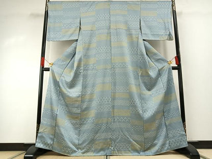 平和屋着物●上質な小紋　横段文　正絹　逸品　AABH0516fy