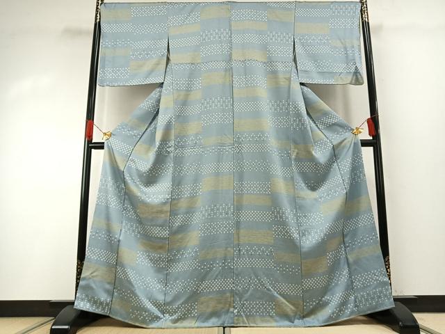 平和屋着物●上質な小紋　横段文　正絹　逸品　AABH0516fy