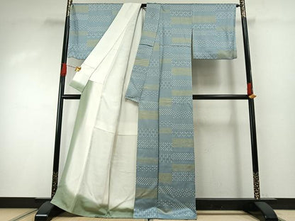平和屋着物●上質な小紋　横段文　正絹　逸品　AABH0516fy