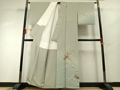 平和屋着物●訪問着　友禅　草花文　暈し染め　金彩　正絹　逸品　AABH0519fy