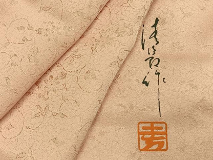 平和屋着物●上質な色無地　作家物　花唐草地紋　虹色　正絹　逸品　AABH0522fy