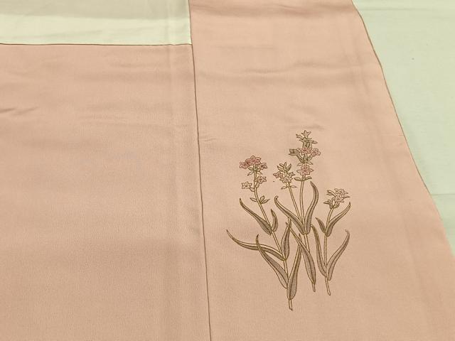 平和屋着物●上質な色無地　作家物　花唐草地紋　虹色　正絹　逸品　AABH0522fy