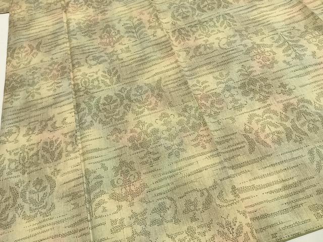 平和屋着物●結城紬　100亀甲　吉祥花文　証紙付き　正絹　逸品　AABH0524fy