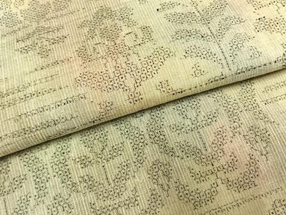 平和屋着物●結城紬　100亀甲　吉祥花文　証紙付き　正絹　逸品　AABH0524fy