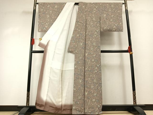 平和屋着物●上質な小紋　更紗花文　正絹　逸品　未使用　AABH0525fy