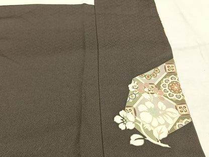 平和屋着物●豪華色留袖　駒刺繍　草花文　金彩　正絹　逸品　AABH0528fy