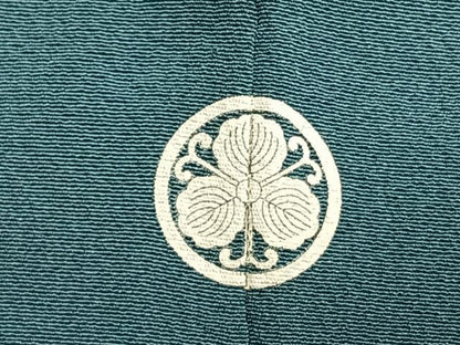 平和屋着物●上質な色無地　本藍草木染　堅牢染　紫陽花縮緬　白群色　丹後ちりめん　反端付き　正絹　逸品　AABH0530fy