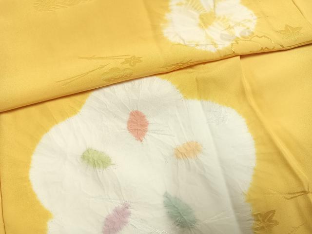 平和屋着物●振袖用長襦袢　無双仕立て　絞り　舞花文　正絹　逸品　AABH0533fy
