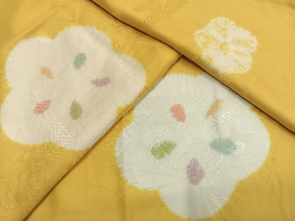 平和屋着物●振袖用長襦袢　無双仕立て　絞り　舞花文　正絹　逸品　AABH0533fy