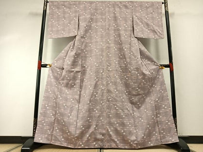 平和屋着物●上質な紬　格子　正絹　逸品　AABH0536fy