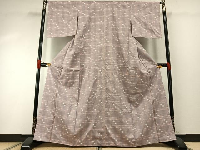 平和屋着物●上質な紬　格子　正絹　逸品　AABH0536fy