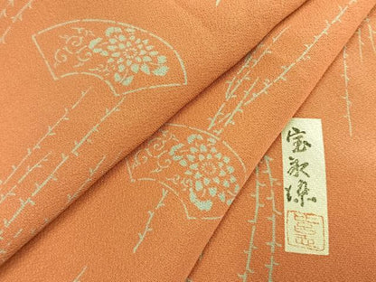 平和屋着物●上質な小紋　作家物　比呂志　宝永染　地紙花文　正絹　逸品　AABH0537fy