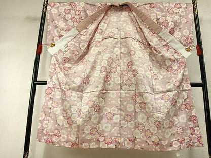 平和屋着物●H・L（アッシュエル）　HENRI-LUC CHAPUIS　長襦袢　無双仕立て　草花文　洗える着物　未使用　AABH0539fy