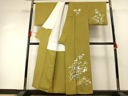 平和屋着物●京友禅　飯田信幸　訪問着　草花文　正絹　逸品　AABH0540fy