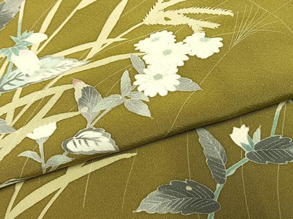 平和屋着物●京友禅　飯田信幸　訪問着　草花文　正絹　逸品　AABH0540fy