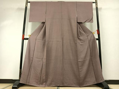 平和屋着物●上質な色無地　紋意匠　鳩羽鼠色　正絹　逸品　AABH0541fy