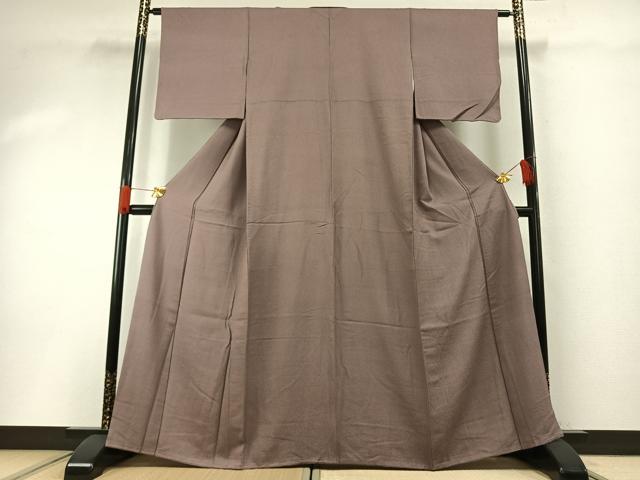 平和屋着物●上質な色無地　紋意匠　鳩羽鼠色　正絹　逸品　AABH0541fy