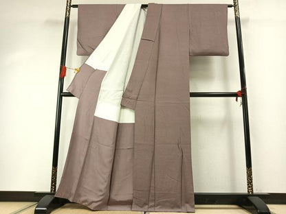 平和屋着物●上質な色無地　紋意匠　鳩羽鼠色　正絹　逸品　AABH0541fy